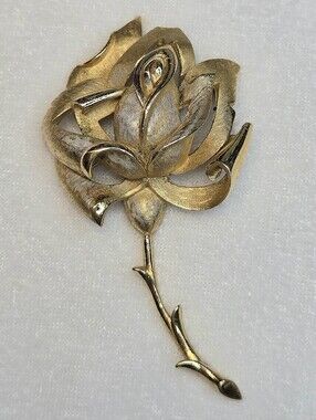 RARE Vintage 50s Crown Trifari Rose Flower Brooch / Pin